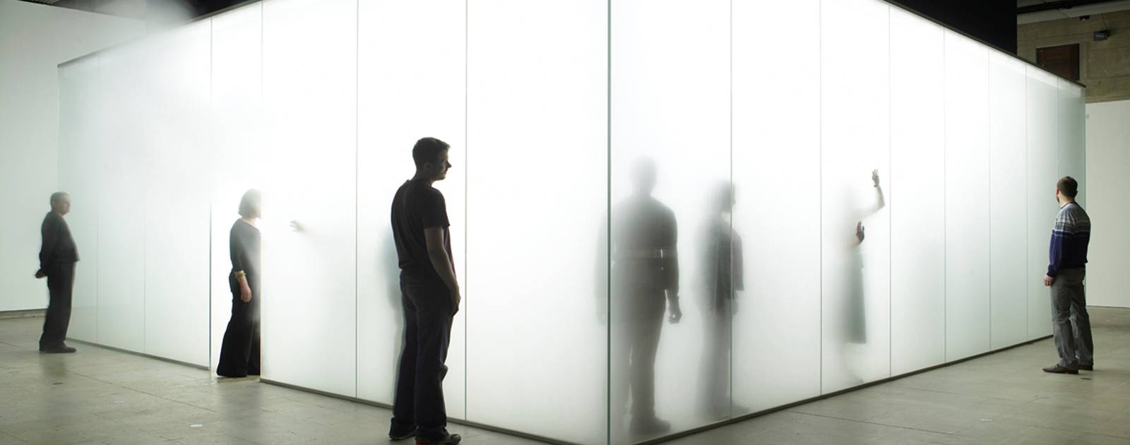 Blind Light by Antony Gormley at Blind Light Exhibition at The Hayward 2007 Visitors in Light Installation by artist, Antony Gormley at Hayward Gallery